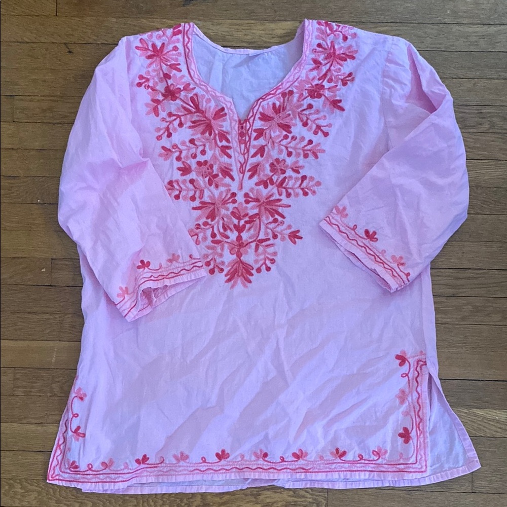 Pink Embroidered Indian Tunic Top